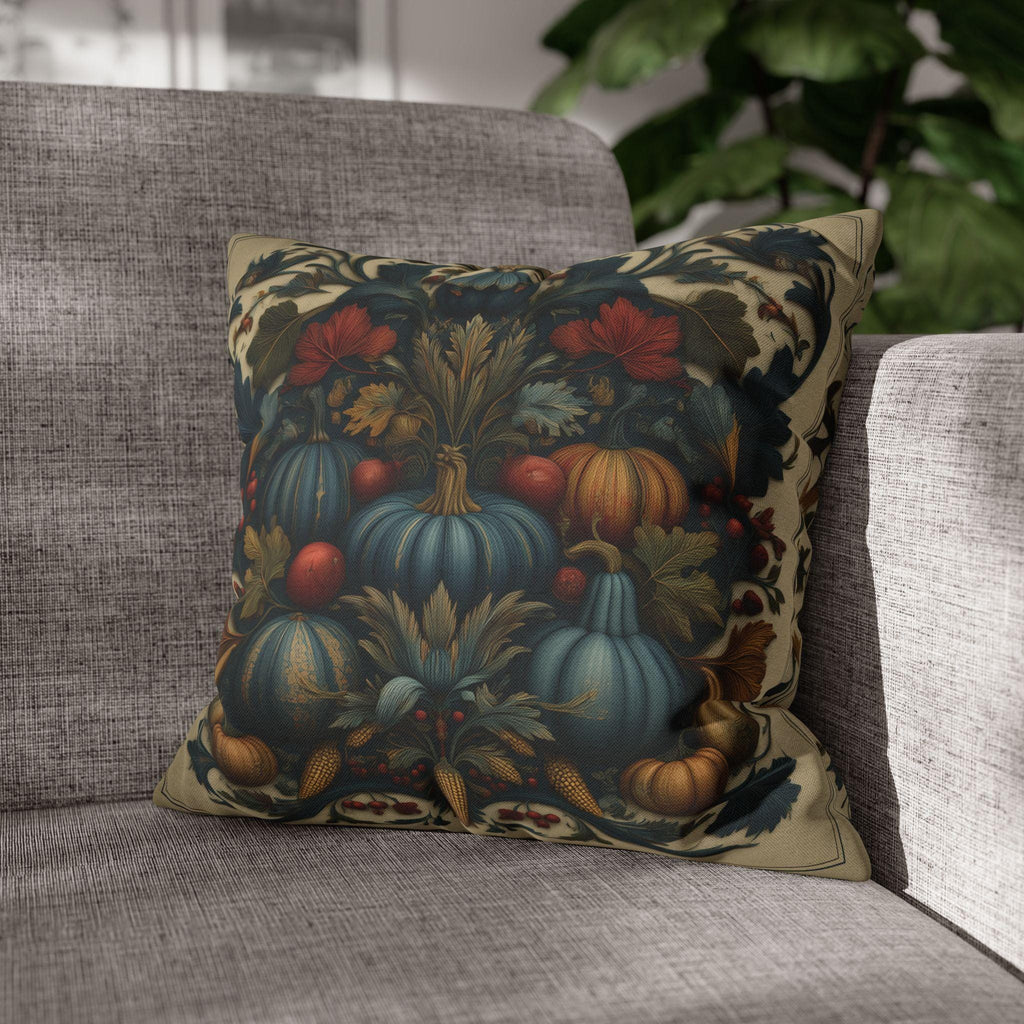 William Morris Autumn Pillow Cover: Slate Blue Cranberry Tapestry