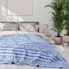 Fleece Throw Blanket: Blue and White Stripes (Reversible, Cozy Accent)