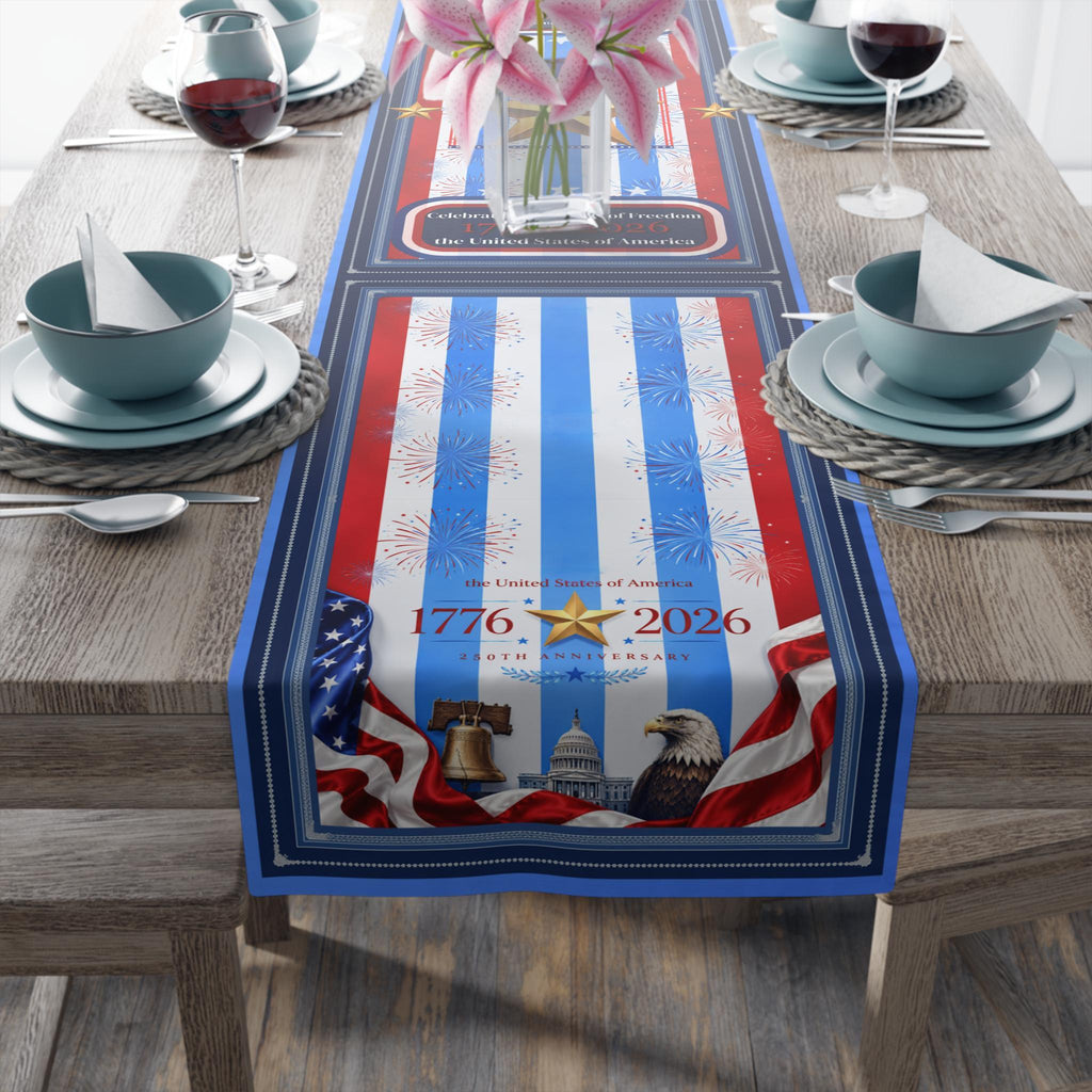 Patriotic Striped Table Runner: America 250th Anniversary Limited Edition