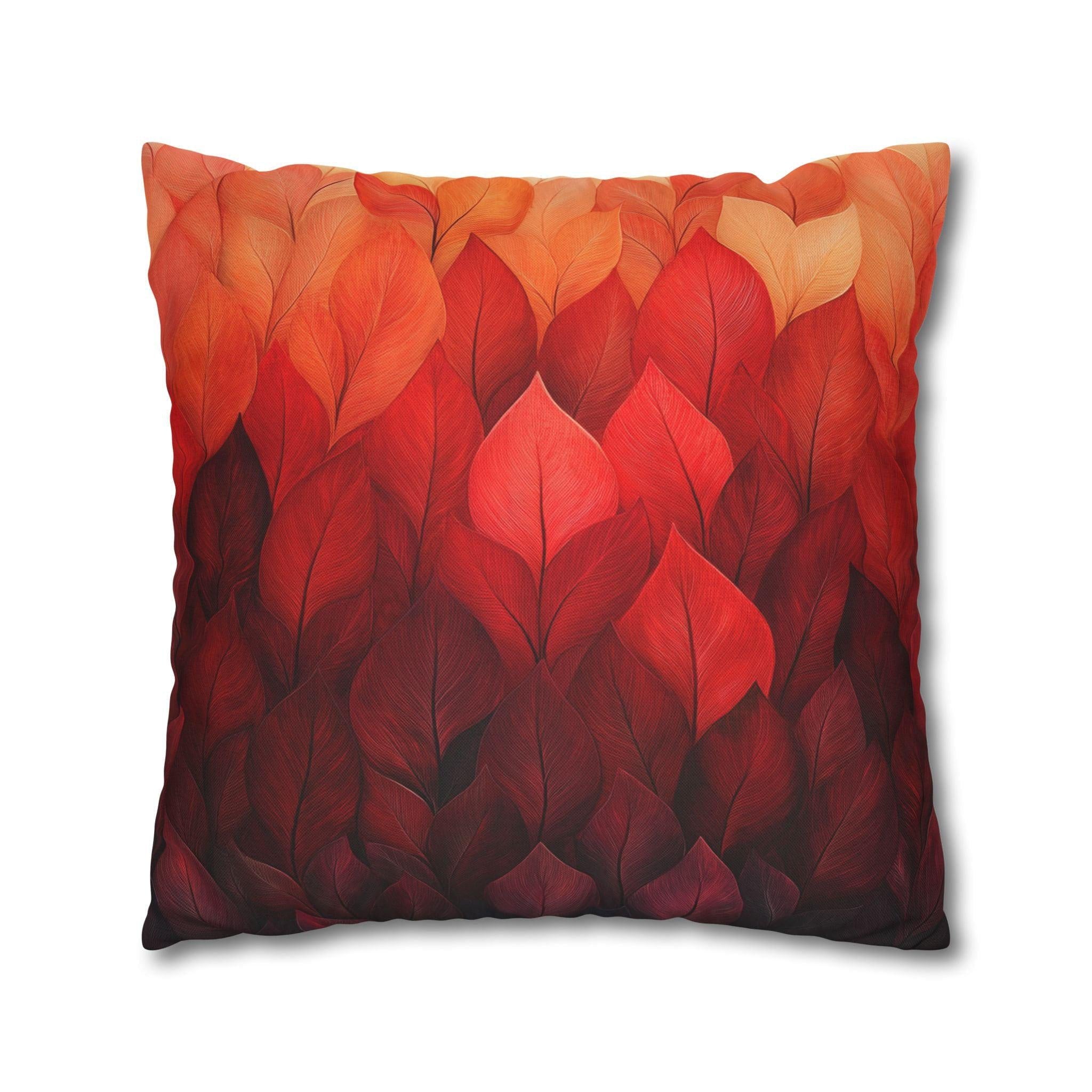 Fall Pillow Cover: Ombré Leaves in Warm Tones - Soft Polyester