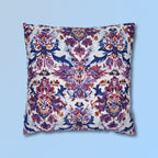 Ikat Floral Medallion Pillow Cover, Purple Blue Red Cushion