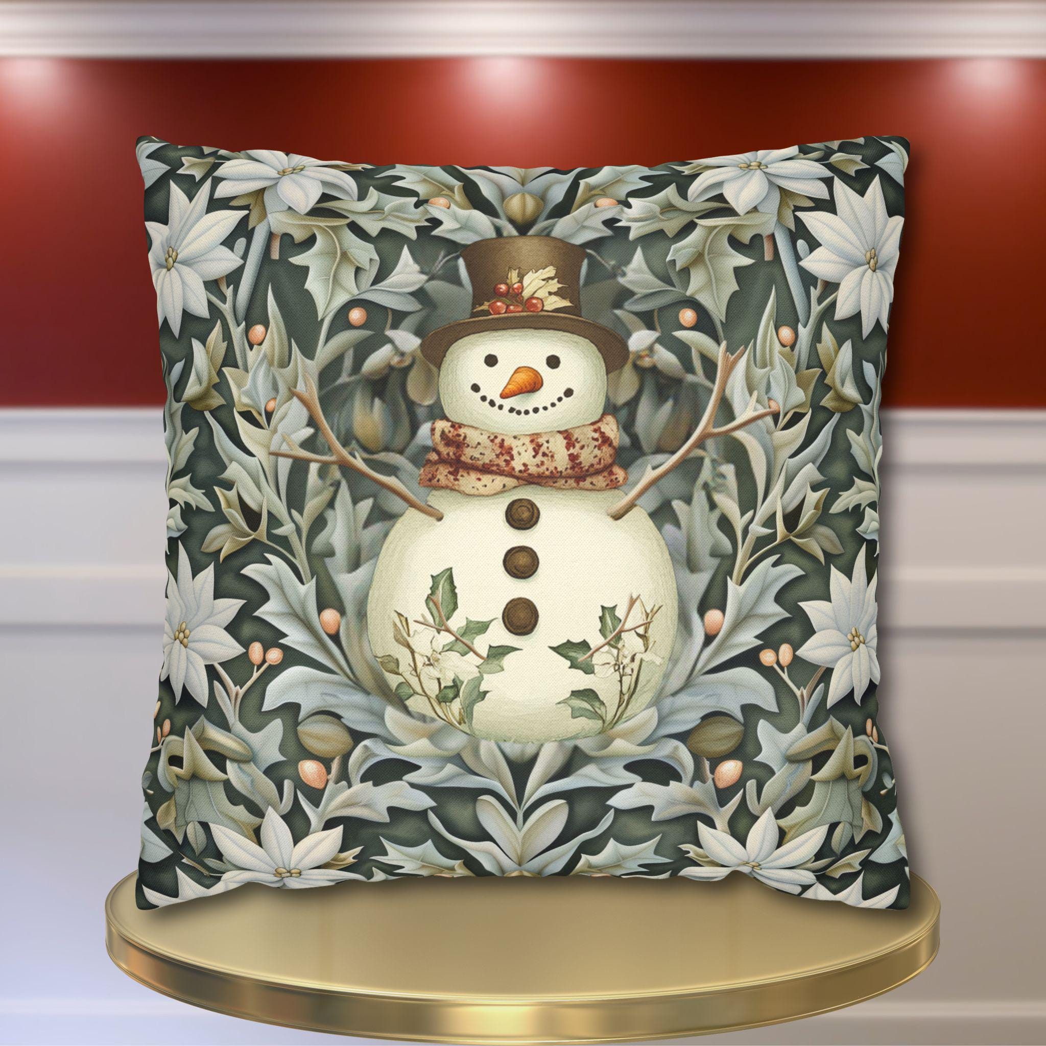 William Morris Snowman Pillow Cover: Holiday Home Decor