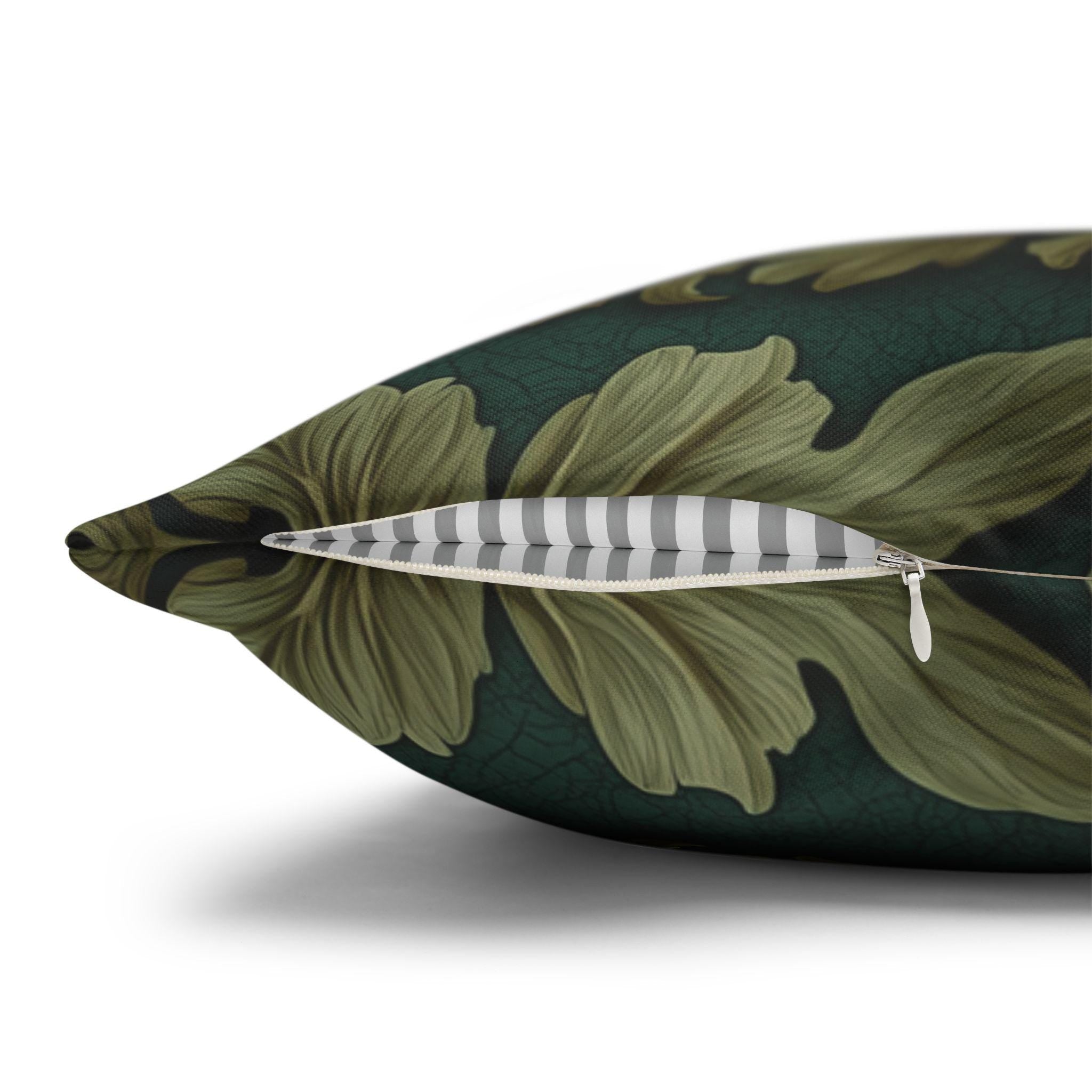 William Morris Botanical Fall Throw Pillow Cover: Green Pumpkin Harvest Tapestry Decor for Fall