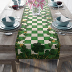 St Patricks Day Shamrock & Gold Coin Checkered Table Runner