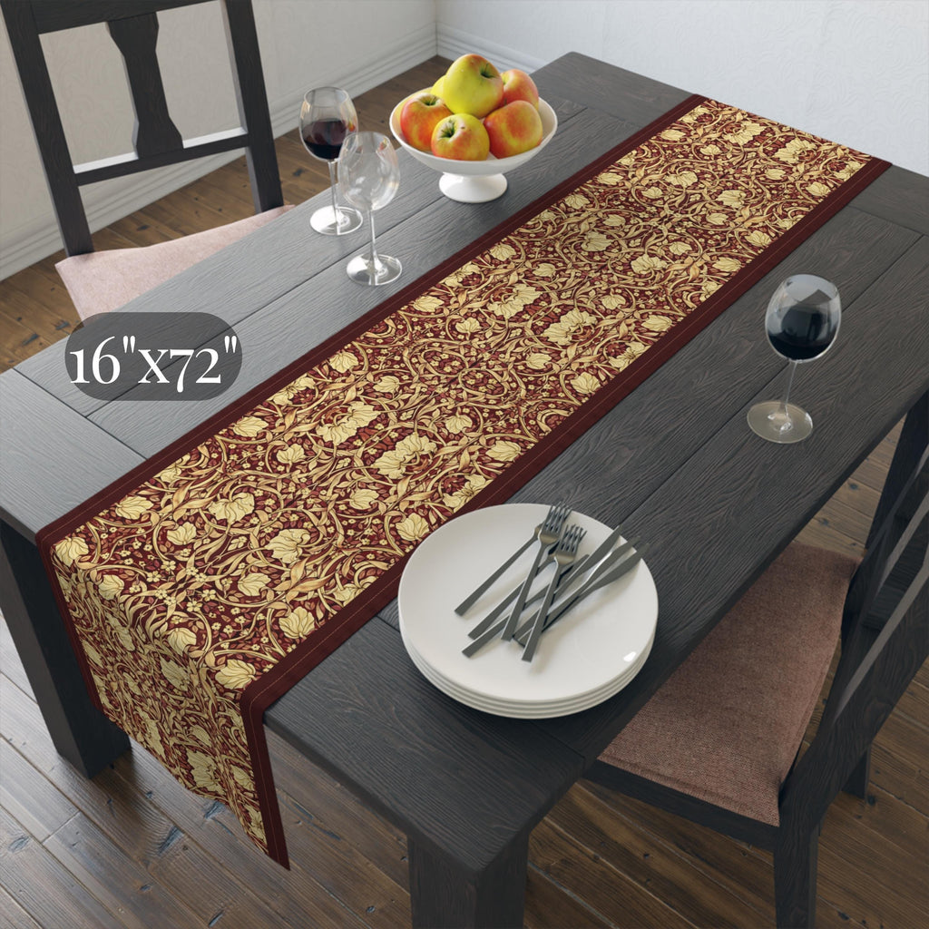 William Morris Table Runner: Burgundy and Champagne Vintage Pimpernel Reconstructed