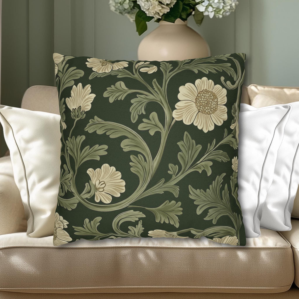 William Morris Pillow Cover: Lodden  Inspired  Sage & Cream Botanicals