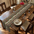 Vintage Inspired Christmas Table Runner: Plaid, Holly, Berry Red (16" x 72"),(16"x90")