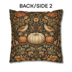 Pumpkin Thief Pillow Cover: William Morris Inspired Autumn Botanical Birds