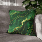 Green Waves Throw Pillow Cover: Emerald  and Deep Green with Gold Accents