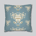 Damask Pillow Cover: Soft Gold Floral, Muted Blue-Gray, Regal Home Decor