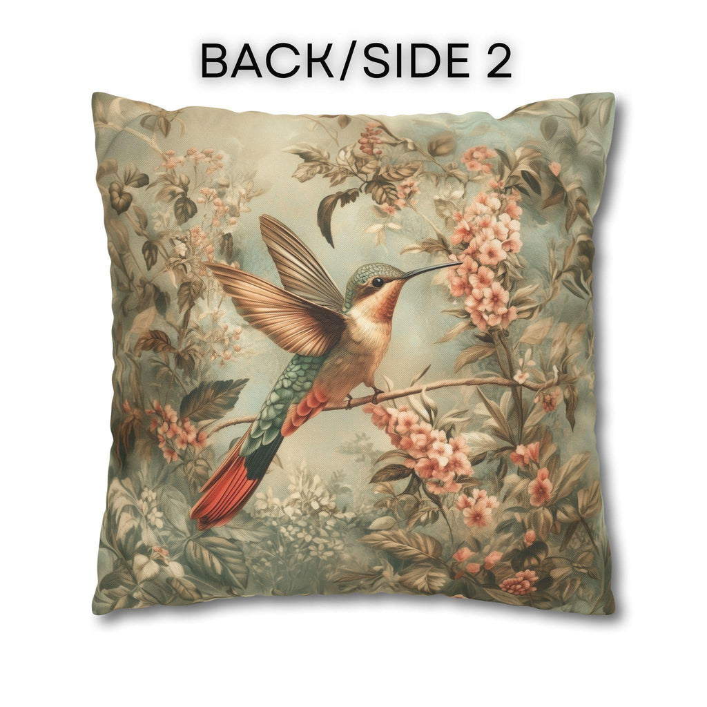 William Morris Botanical Pillow Cover: Sage Blush Teal Hummingbird Arts & Crafts Accent