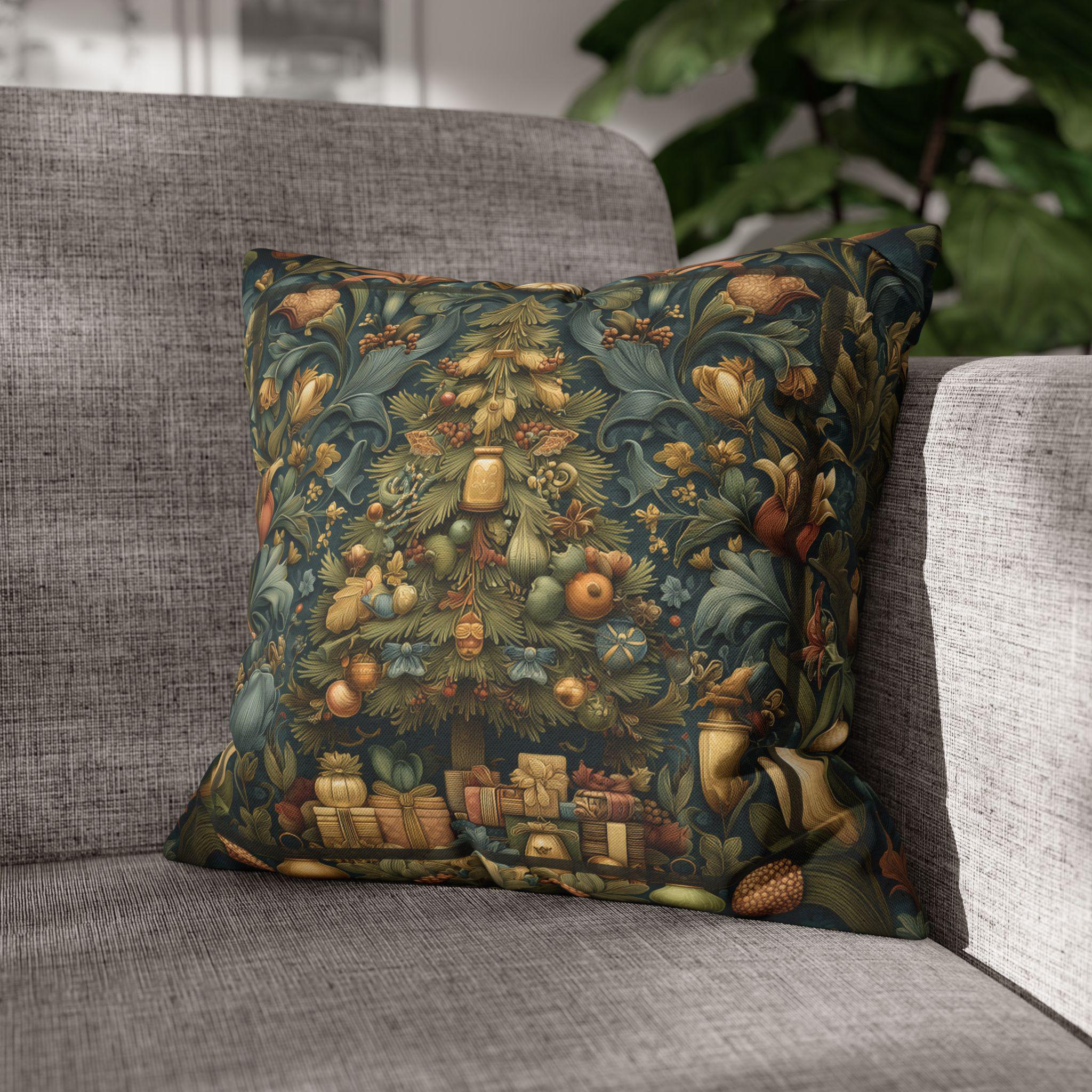 William Morris Inspired Christmas Tree Pillow Cover: Winter Gifts Vintage Style Motif