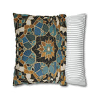 Luxurious Moroccan Tilework Inspired Pillow Cover: Teal, Beige, Brown Geometric Cushion Case