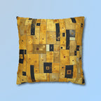 Cubism Pillow Cover: Gold Amber Mosaic, Modern Art Cushion