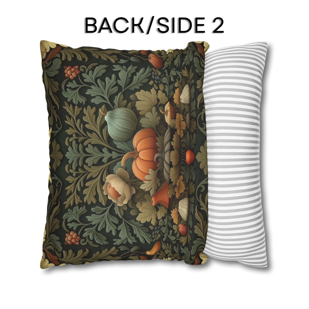 William Morris Inspired Fall Pillow Cover: Sage, Brown & Gold Vintage Style Tapestry