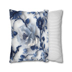 Chinoiserie Pillow Cover | Blue & White Peonies and Camellias | Elegant Home Decor Gift for Home