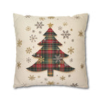 Tartan Christmas Tree Pillow Cover: Rustic Plaid Holiday Cushion Case