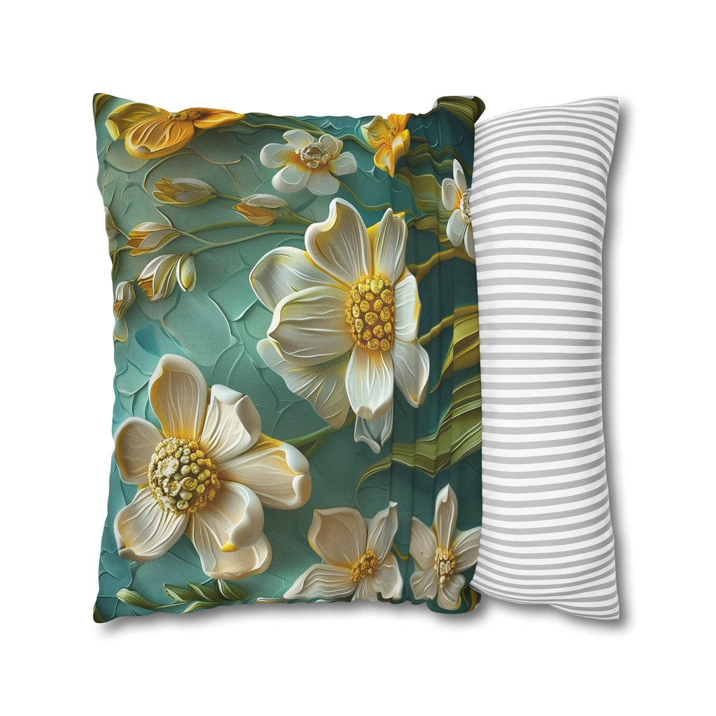 Teal Floral Pillow Cover: Clementine Botanical Garden Accent Cushion