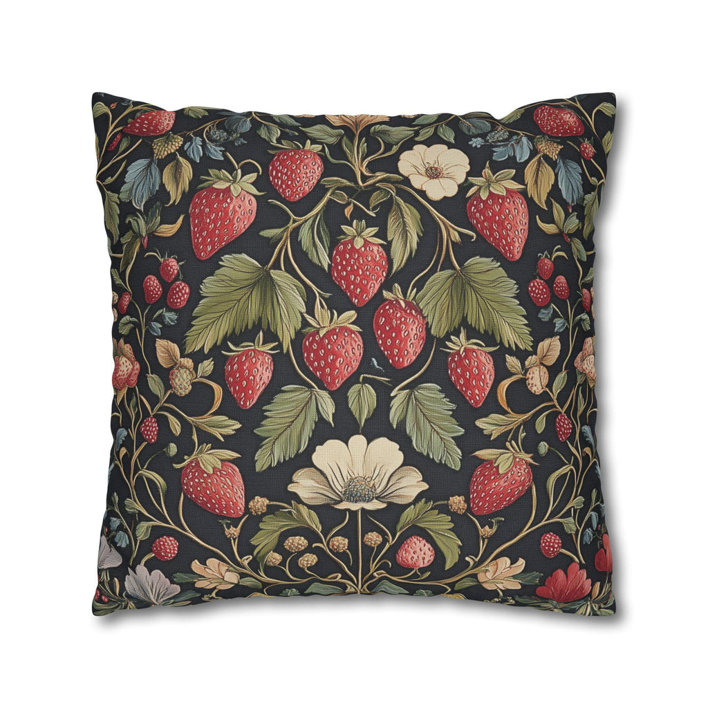William Morris Inspired Strawberry Thief Pillow Cover: Modern Floral Farmhouse Decor Pillowcase