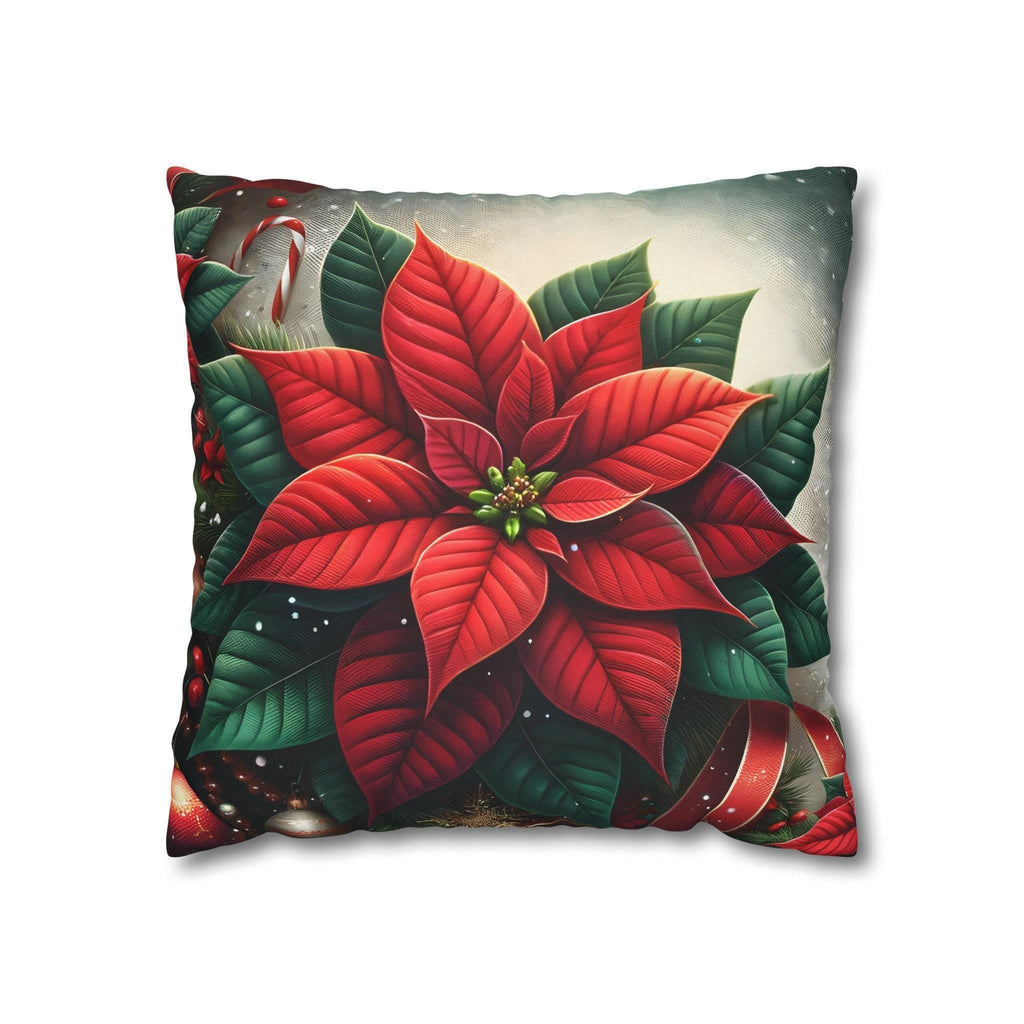 Festive Poinsettia Christmas Pillow Cover: Hypoallergenic Holiday Cushion Case in 4 Sizes