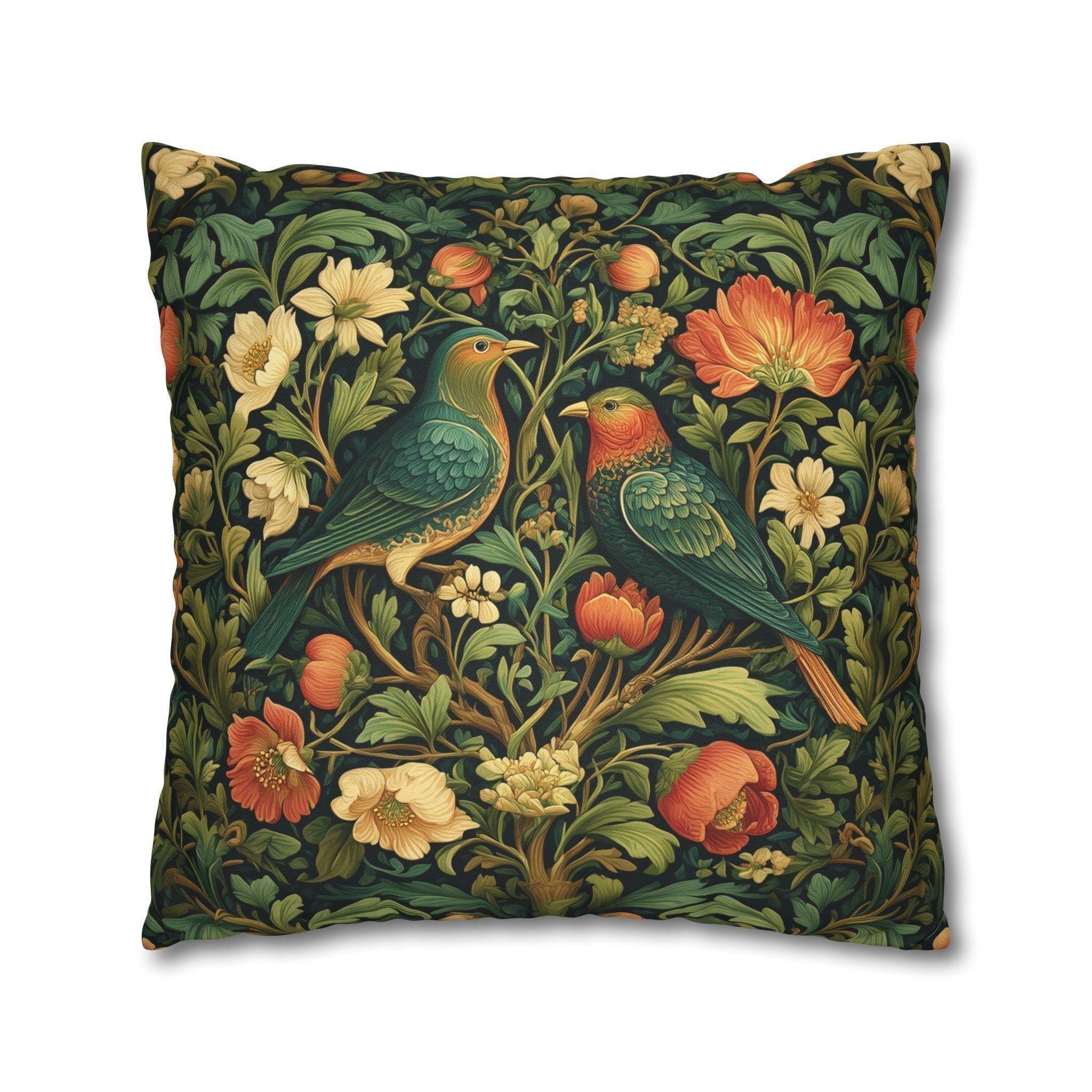 William Morris Love Birds Pillow Cover: Vintage Style Arts & Crafts Floral Cushion
