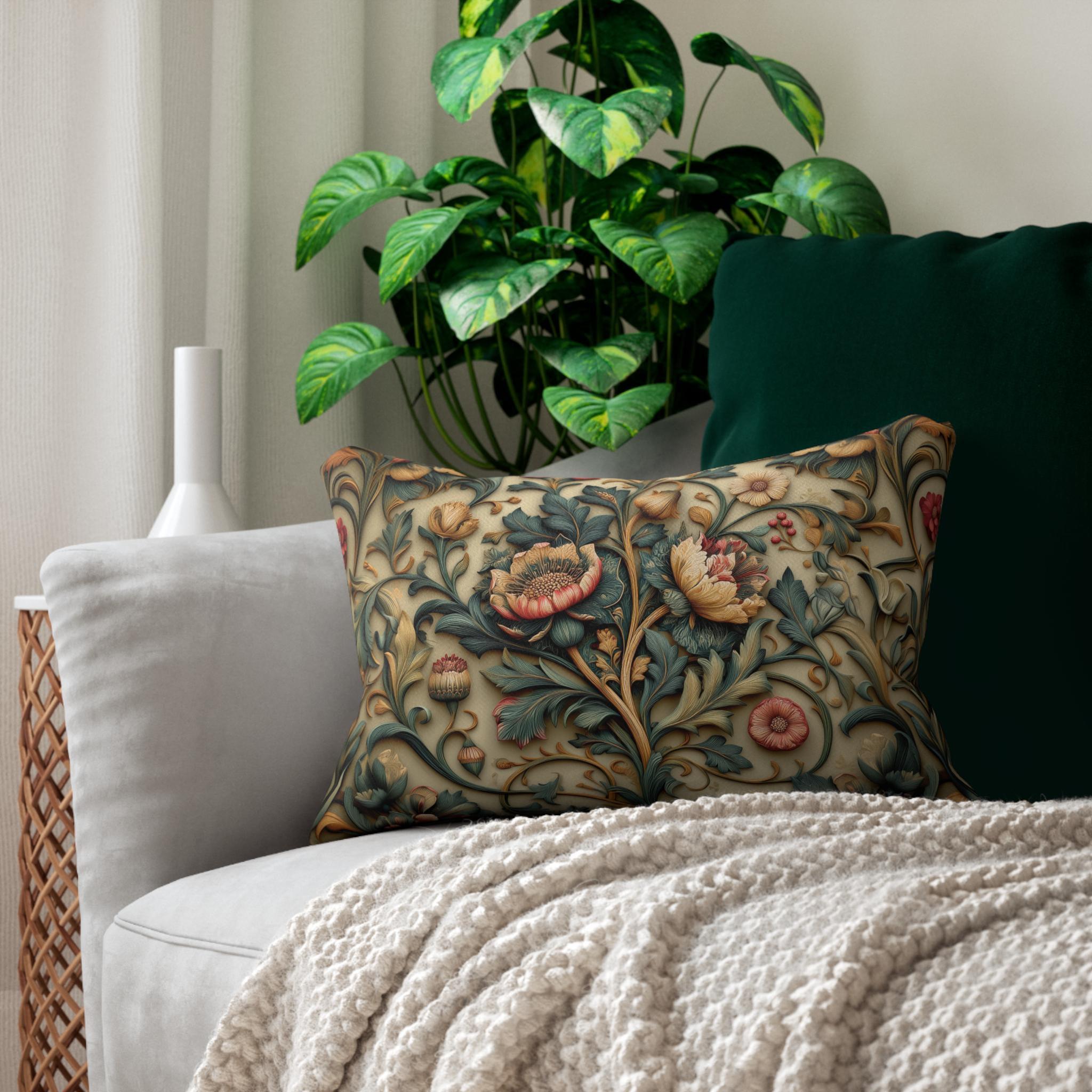 Spring Moody Blooms Lumbar Pillow: William Morris Inspired Home Decor Refresh