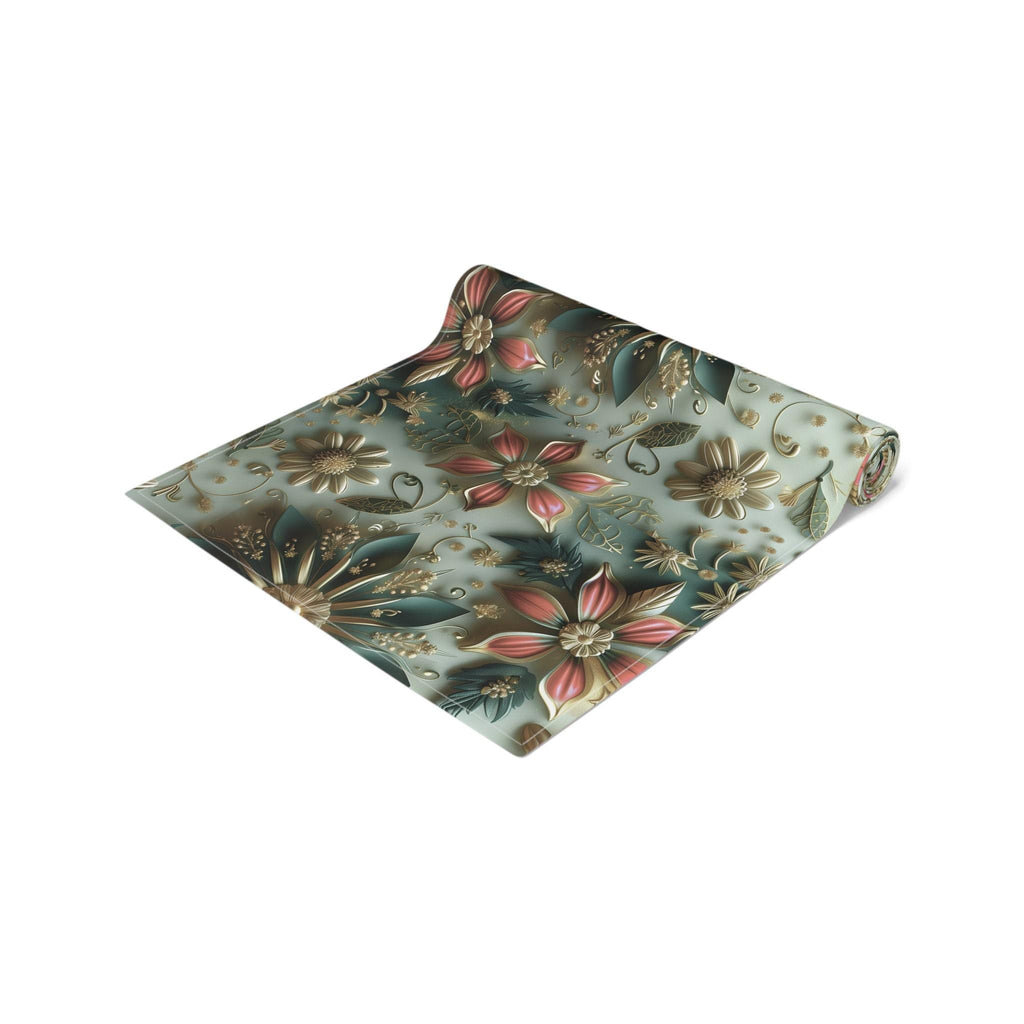 Elegant Christmas Table Runner: Snowflake & Poinsettia Holiday Decor