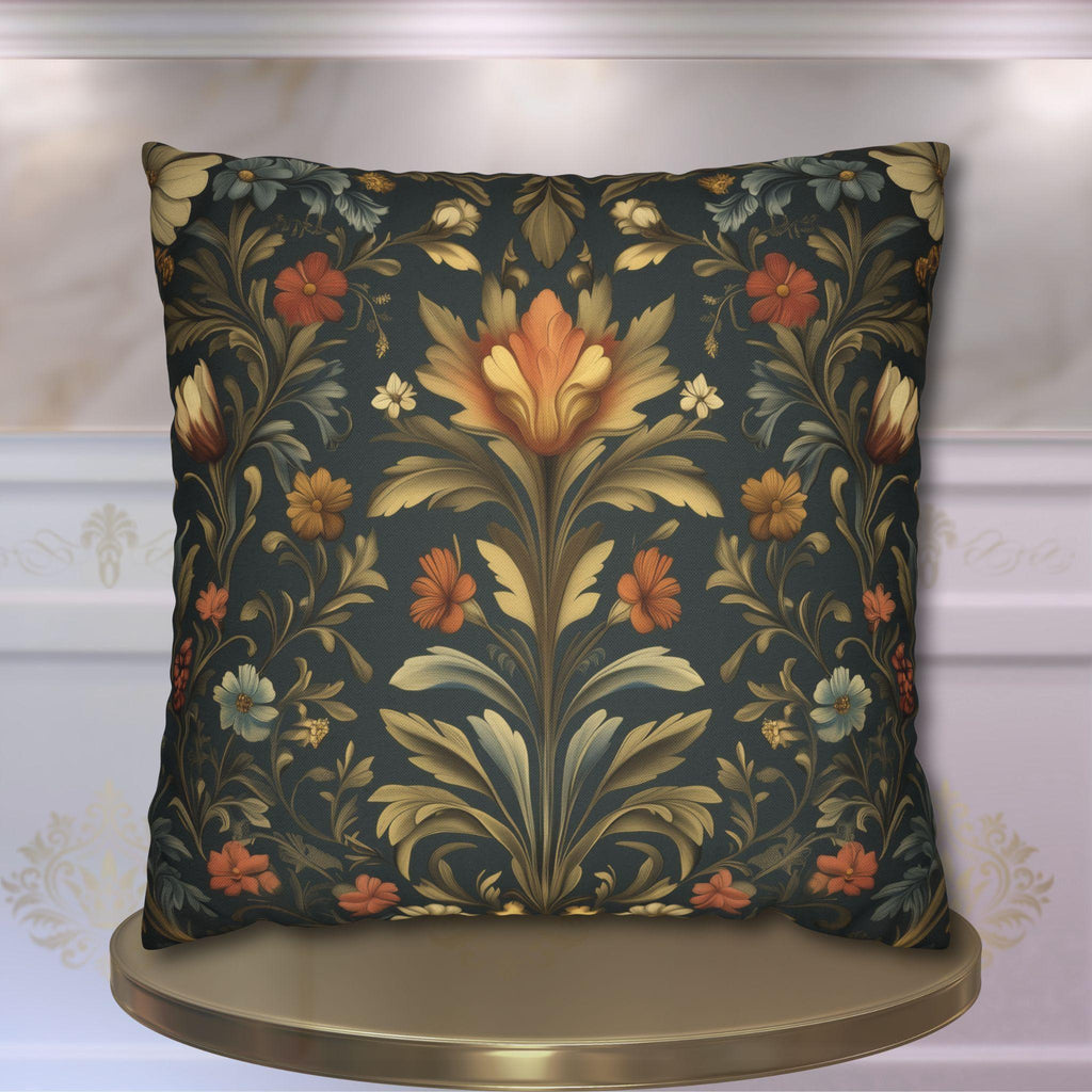 William Morris Botanical Pillow Cover: Golden Ochre Moody Blooms Floral Tapestry