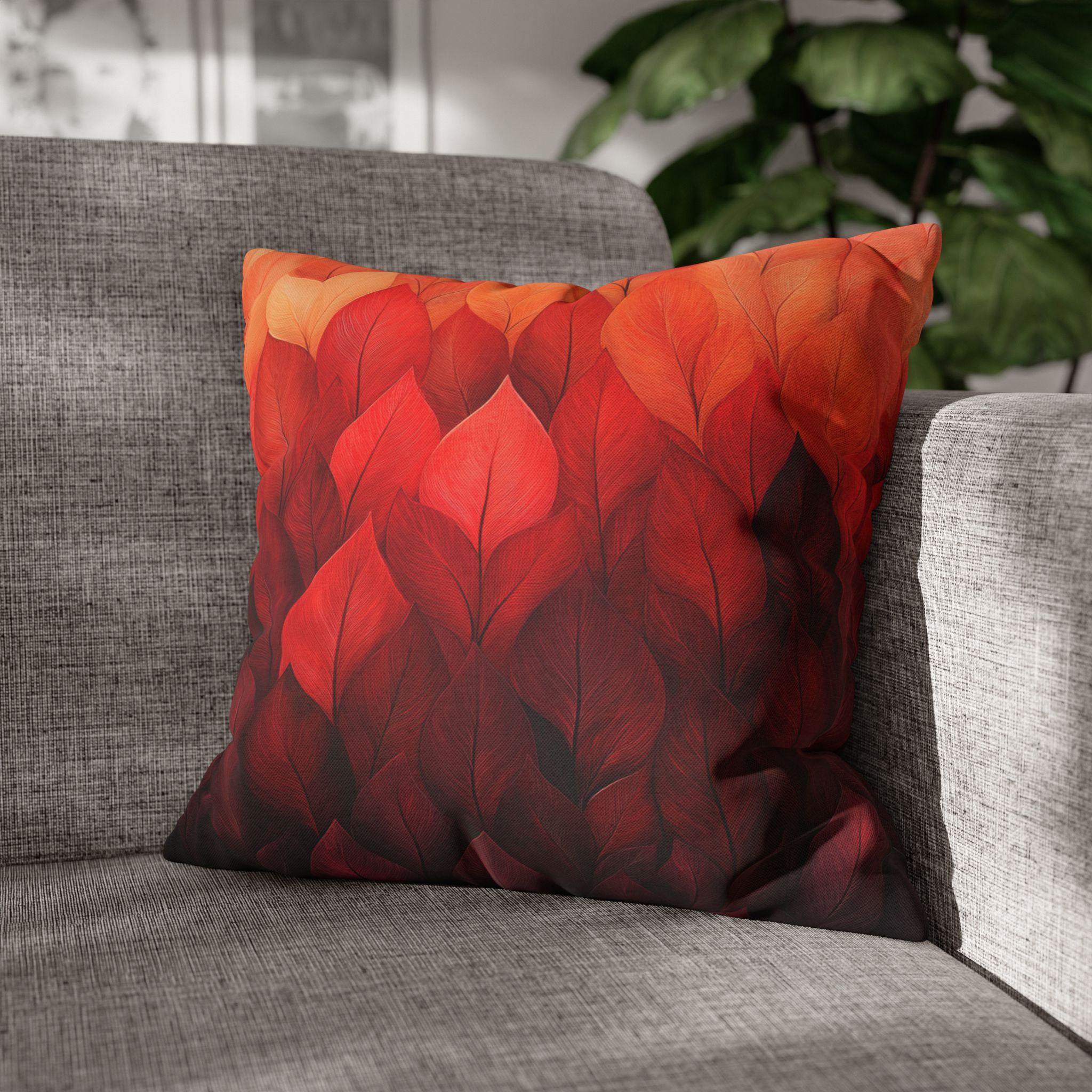 Fall Pillow Cover: Ombré Leaves in Warm Tones - Soft Polyester