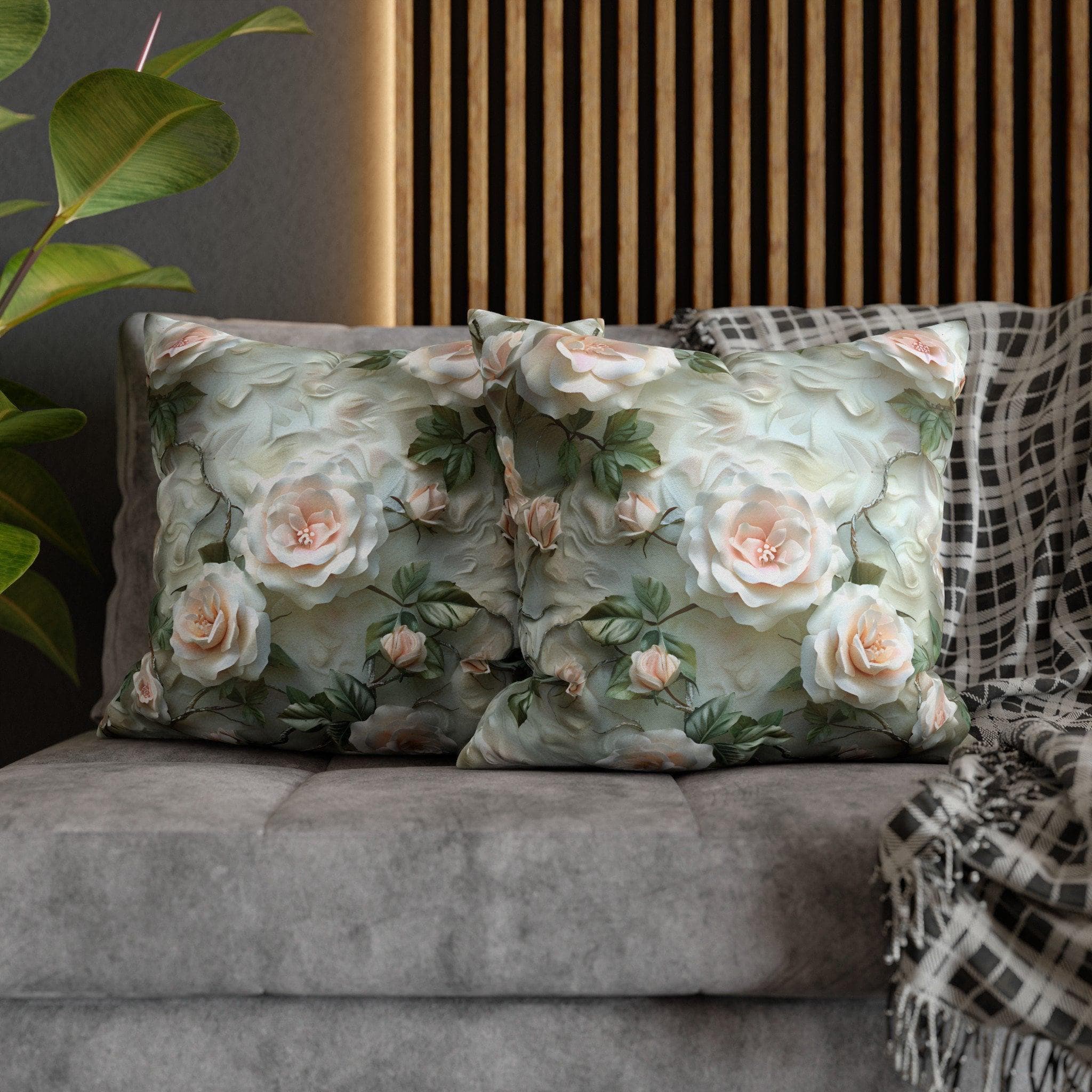 Blush Rose Pillow Cover: Coquette Floral Cushion, Feminine Bedroom Decor