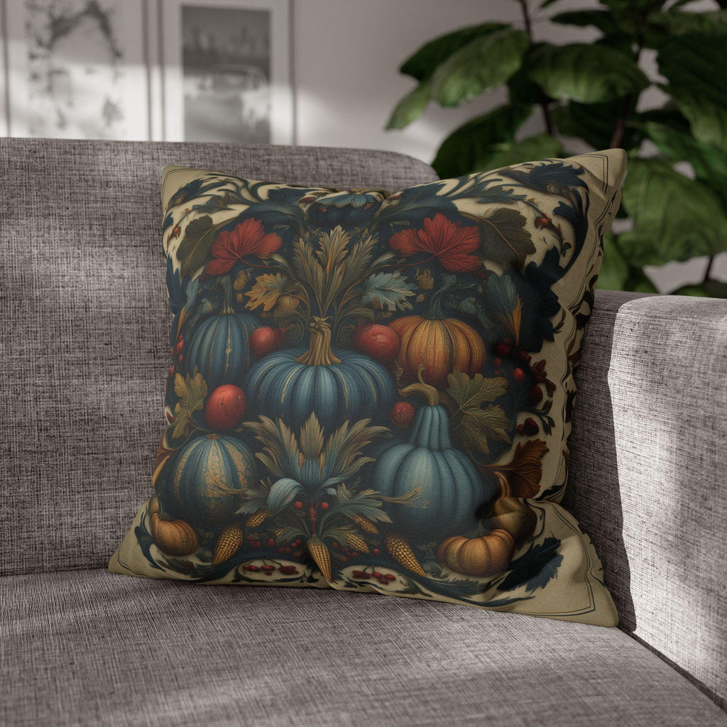 William Morris Autumn Pillow Cover: Slate Blue Cranberry Tapestry