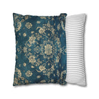 Vintage Teal Medallion Pillow Cover: Persian Rug Print Cushion