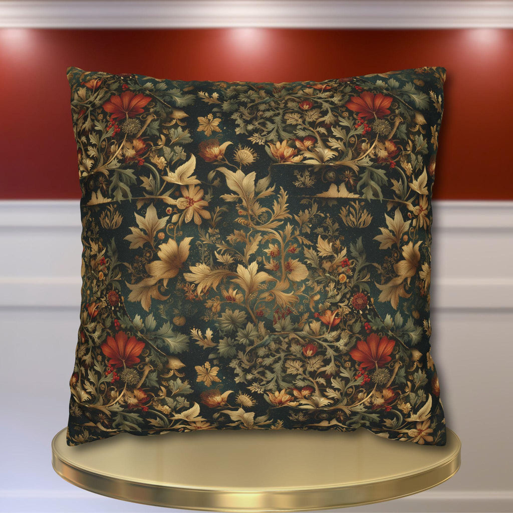 William Morris Inspired Dark Botanical Christmas Pillow Cover: Arts and Crafts Holiday Decor