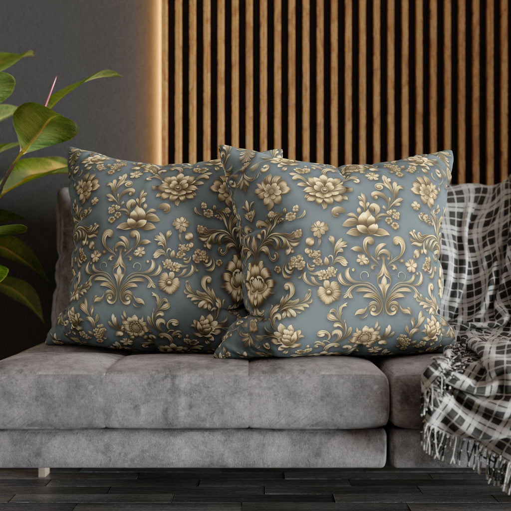 Gold Floral Damask Pillow Cover: Elegant Euro Sham Sizes