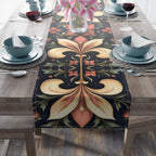 Holiday Fleur-de-lis Table Runner, Red Gold Christmas Decor