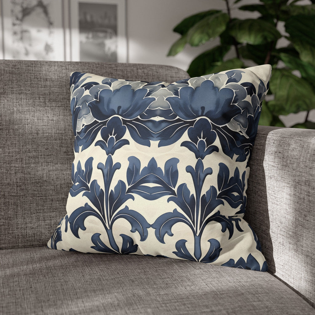 Blue Floral Throw Pillow Cover: French Country Farmhouse Decor