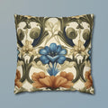 William Morris Floral Pillow Cover: Blue, Orange Blooms, Elegant Home Decor