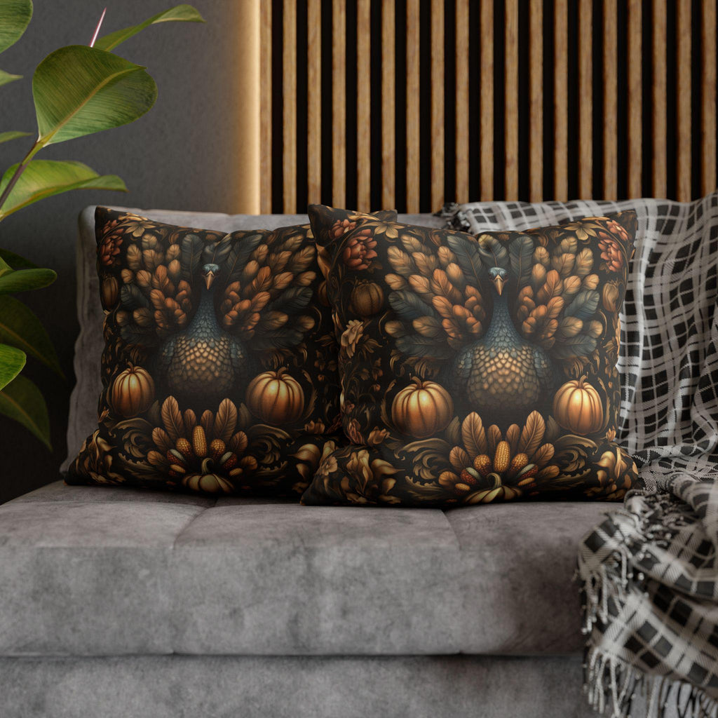 Fall Harvest Turkey Pillow Cover:  William Morris Inspired Botanical Autumn Accent
