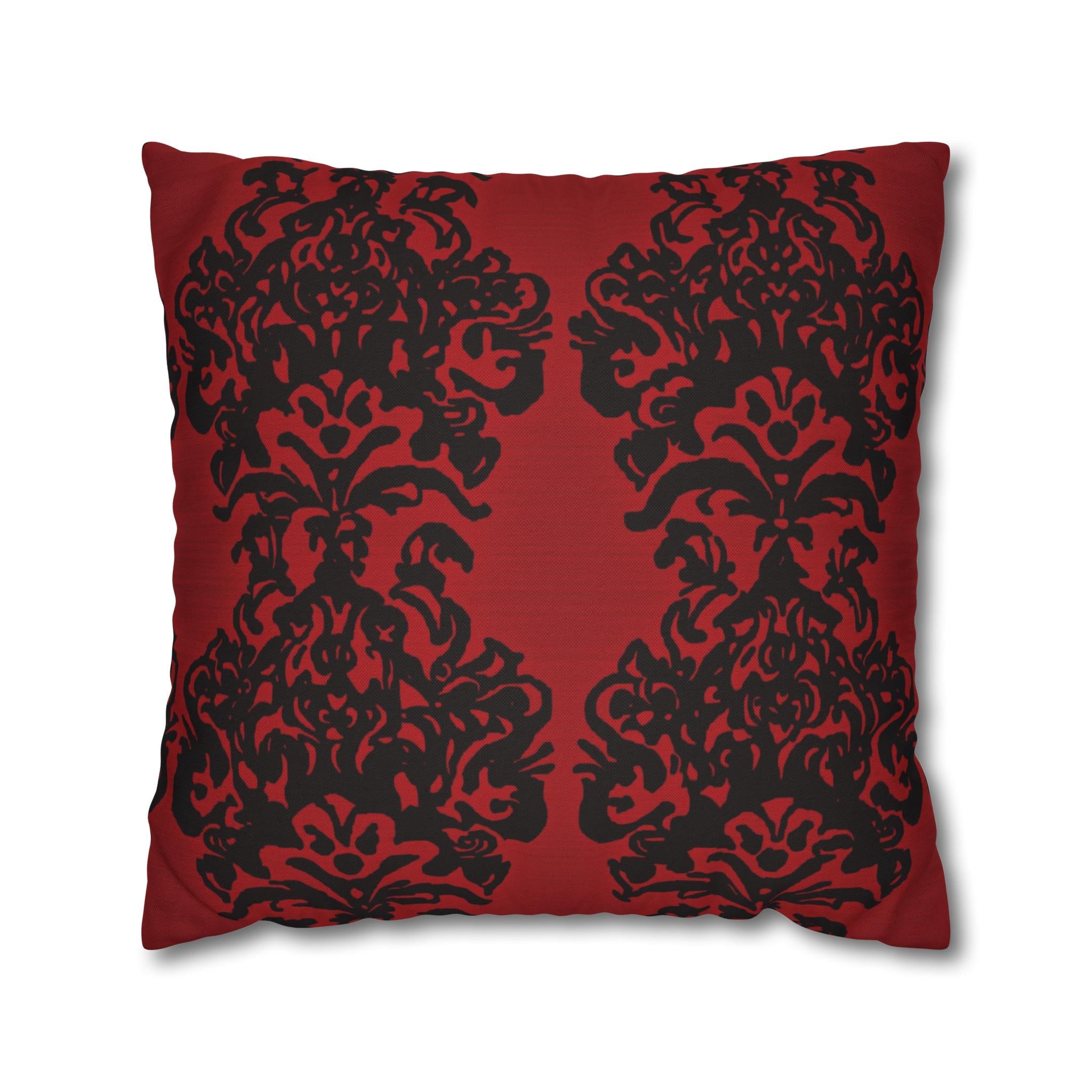 Black Damask Pillow Cover: Gothic Crimson Red Accent Pillow
