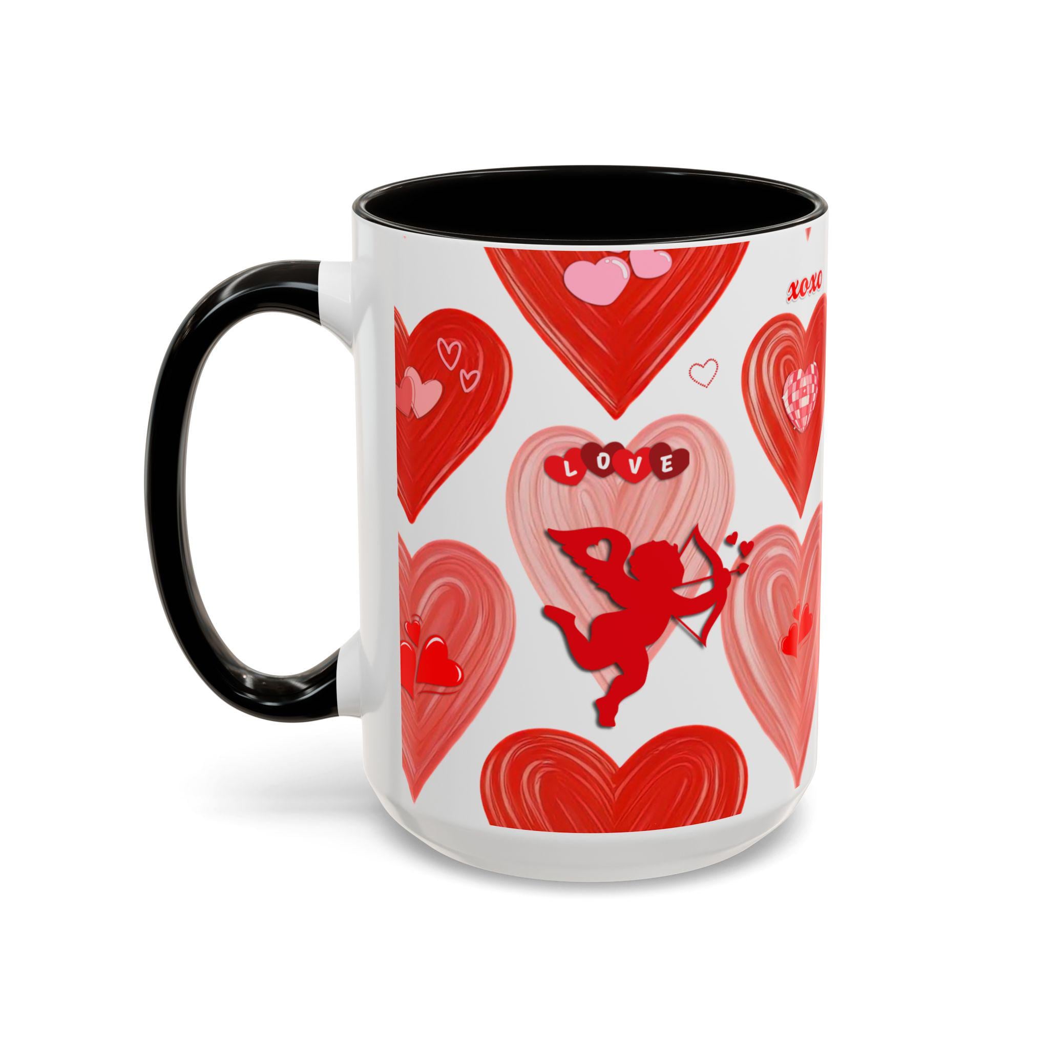 Romantic Valentine's Heart Mug: Cupid's Arrow Love Note Gift for Coffee & Tea Lovers (11oz/15oz)