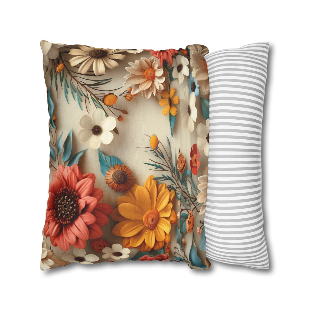 William Morris Floral Pillow Cover, Vibrant Warm Tones Print