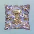 Lavender Rococo Pillow Cover: Gold & White Scrollwork French Elegance Accent Cushion Case
