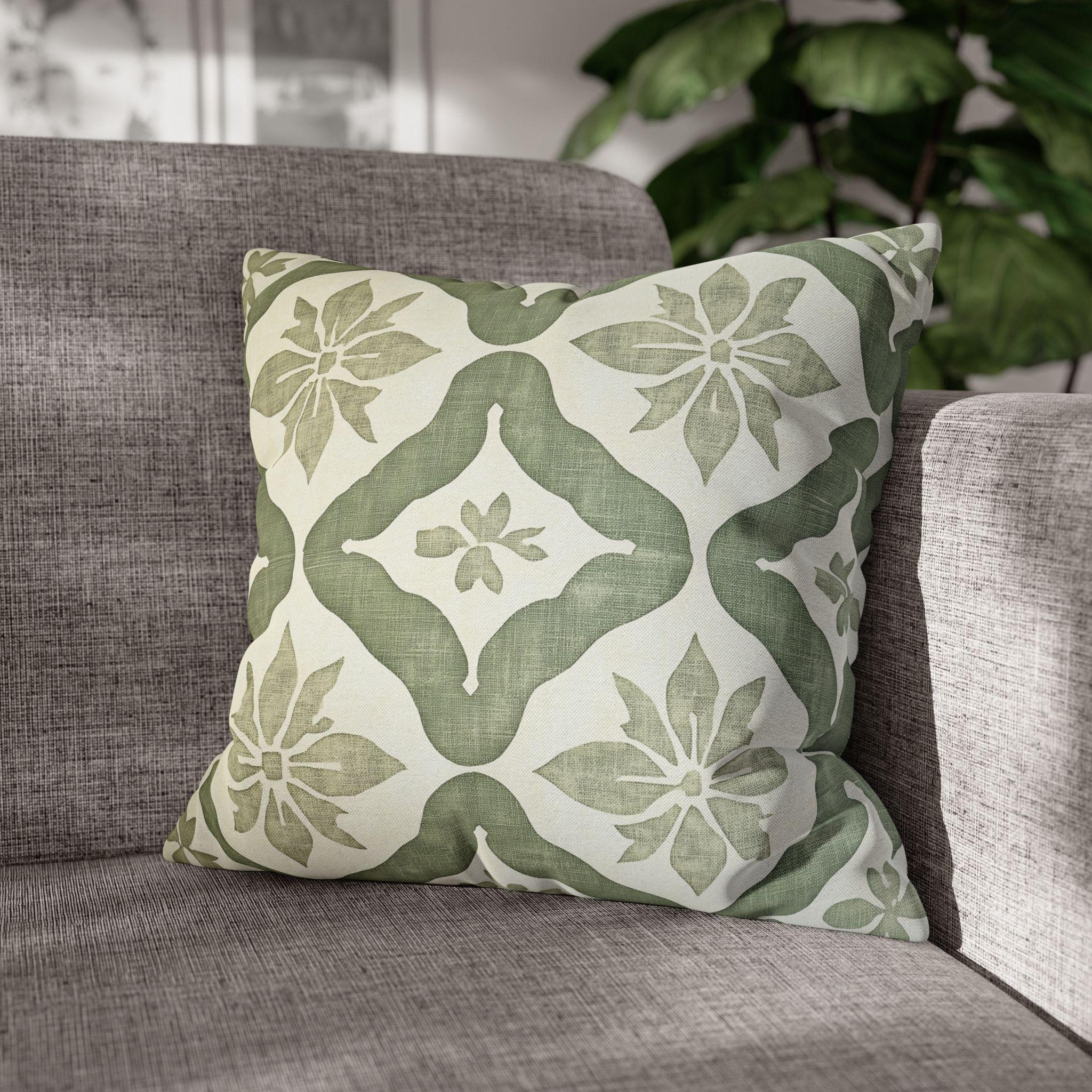 Moroccan Damask Pillow Cover: Sage Green and Ivory Classic Accent