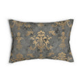 Muted Gold Floral Damask Lumbar Pillow - Classic Elegance for Modern Grey Living Room Decor