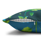 Reversible William Morris Pillow Cover: Teal & Aqua Floral Botanical Design