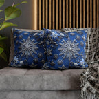 Winter Snowflake Square Pillowcase, Blue Decorative Pillow Cover, Christmas Holiday Home Decor