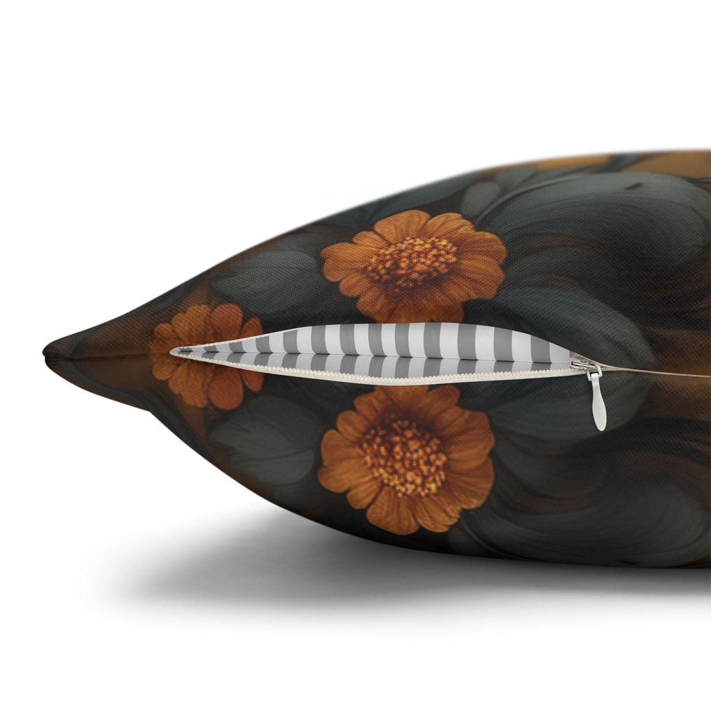 William Morris Inspired Woodland Mushroom Pillow Cover: Autumn Floral Art on Gold Background