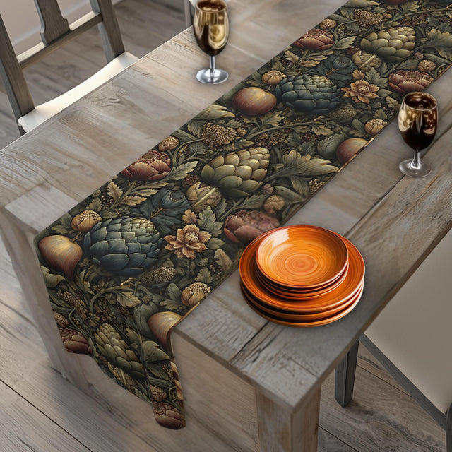 William Morris Fall Table Runner: Vintage Style Artichoke Autumn Harvest Dining Decor