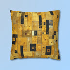 Cubism Pillow Cover: Gold Amber Mosaic, Modern Art Cushion