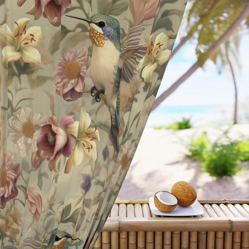 Vintage Style Hummingbird Blackout Curtain Panel: William Morris Inspired  Floral Window Treatment